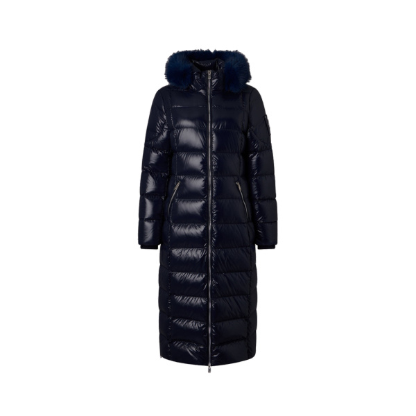 Moose Knuckles Celestia Long Down Parka in Navy | Coveti