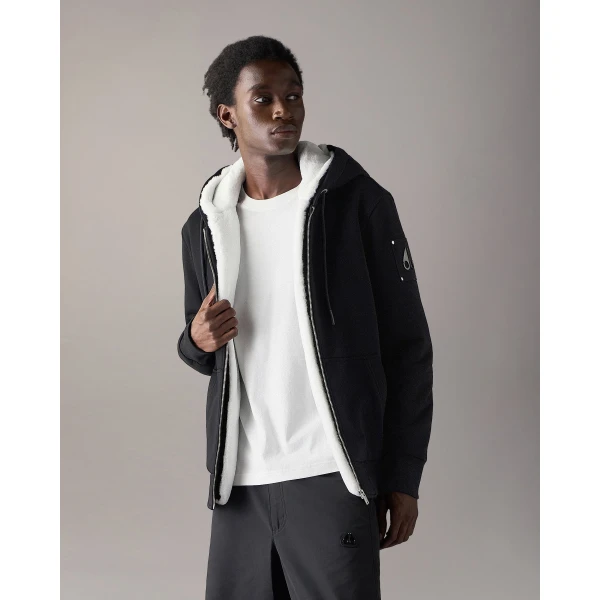 Moose Knuckles Classic Bunny Hoodie in Black and White | Sweatshirts | Coveti