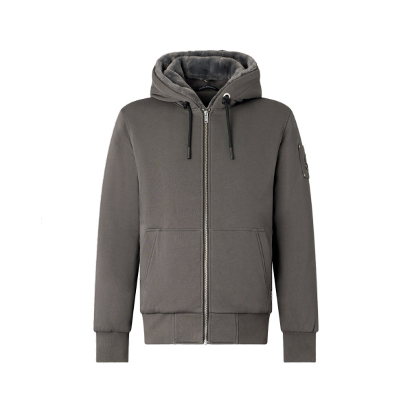 Moose Knuckles Classic Bunny Hoodie in Cement | Coveti