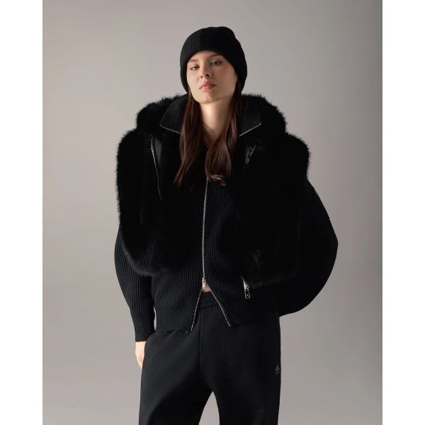 Moose Knuckles Cosmo Faux Fur Vest in Black | Vests | Coveti