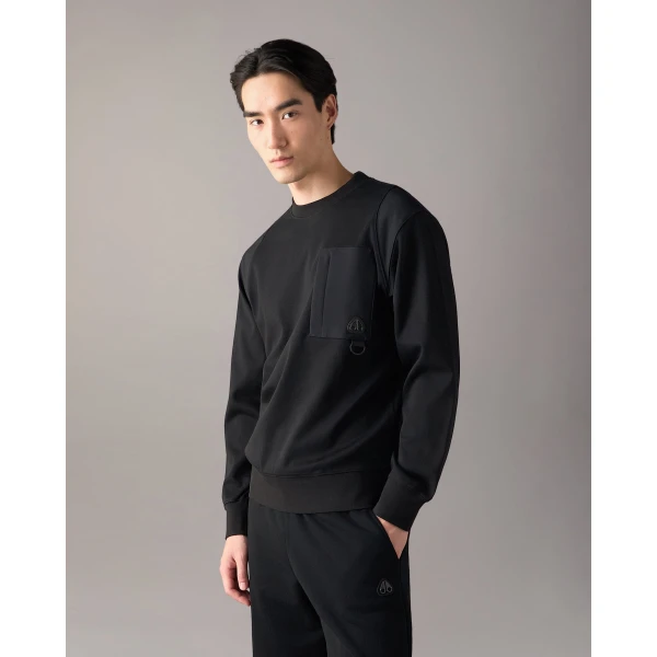 Moose Knuckles Dalon Crewneck Sweatshirt in Black | Sweatshirts | Coveti