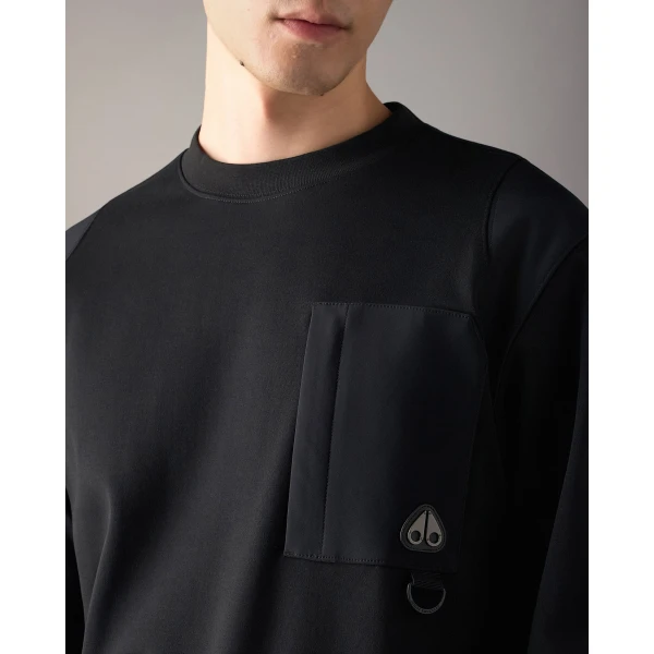 Moose Knuckles Dalon Crewneck Sweatshirt in Black | Sweatshirts | Coveti