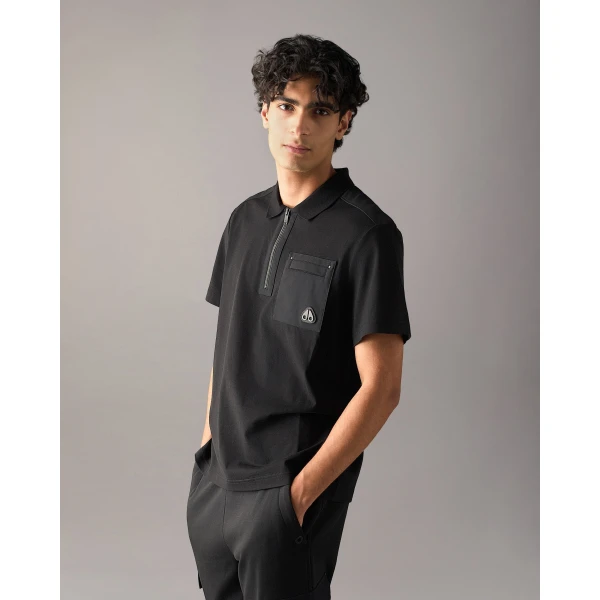 Moose Knuckles Dalon Polo in Black | T-shirts & vests | Coveti