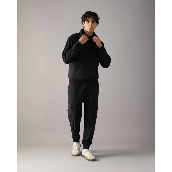 Moose Knuckles Dalon Quarter-Zip Sweatshirt in Black | Sweatshirts | Coveti