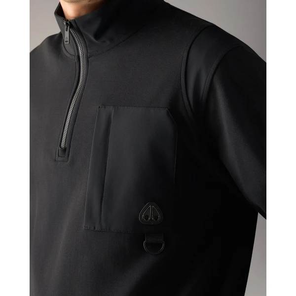 Moose Knuckles Dalon Quarter-Zip Sweatshirt in Black | Sweatshirts | Coveti