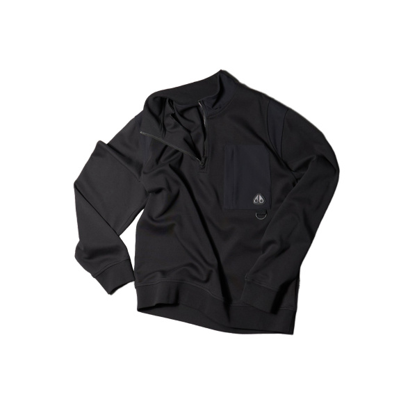 Moose Knuckles Dalon Quarter-Zip Sweatshirt in Black | Coveti