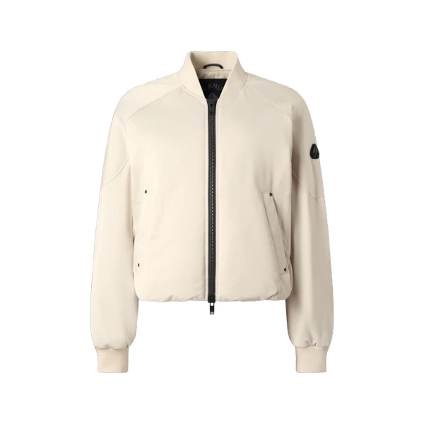 Drift Satin Bomber Jacket in Alabaster