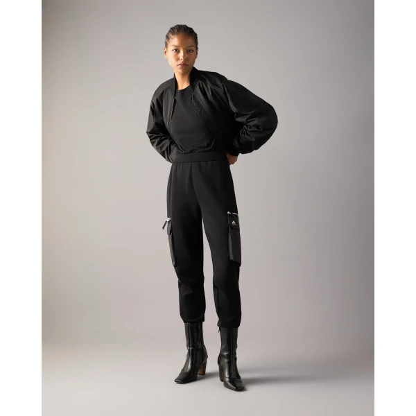 Moose Knuckles Drift Satin Bomber Jacket in Black | Jackets | Coveti