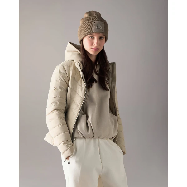 Moose Knuckles Elora Down Jacket in Alabaster | Jackets | Coveti