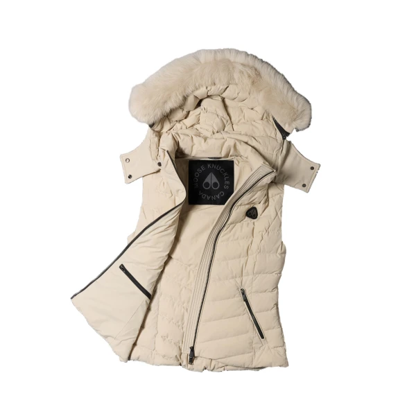 Moose Knuckles Elora Down Vest in Alabaster | Coveti