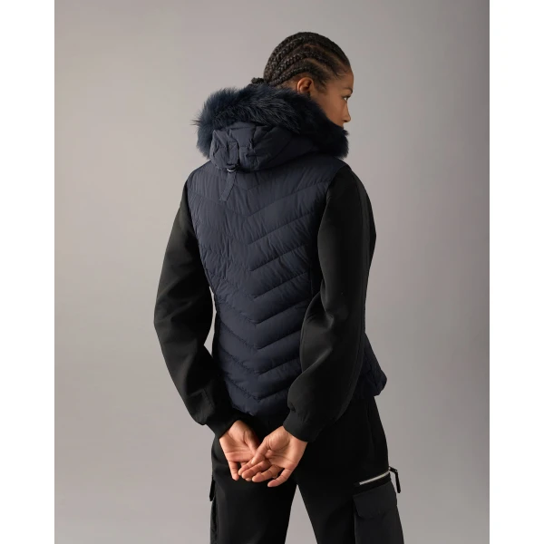 Moose Knuckles Elora Down Vest in Navy | Vests | Coveti