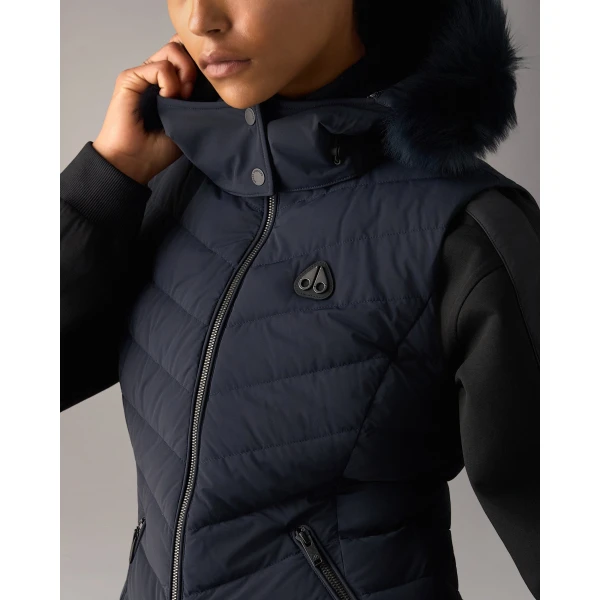 Moose Knuckles Elora Down Vest in Navy | Vests | Coveti