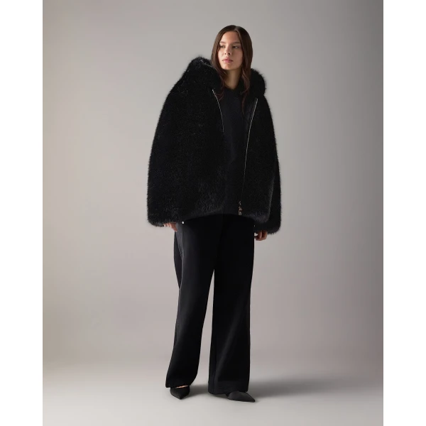Moose Knuckles Ember Faux Fur Jacket in Black | Jackets | Coveti