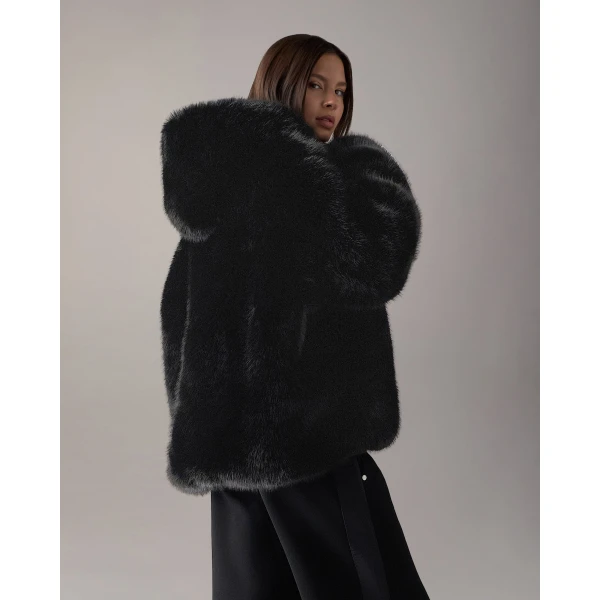 Moose Knuckles Ember Faux Fur Jacket in Black | Jackets | Coveti