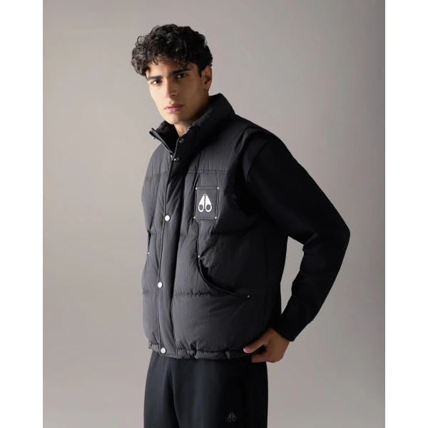 Moose Knuckles Everest Down Puffer Vest in Black | Men Jackets | Coveti