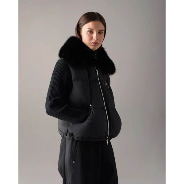 Moose Knuckles Everest Down Puffer Vest in Black | Vests | Coveti