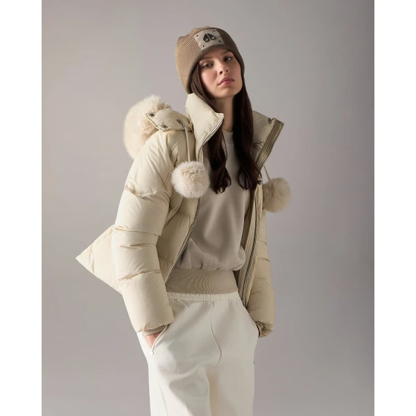 Moose Knuckles Everest Hooded Down Puffer in Alabaster | Jackets | Coveti