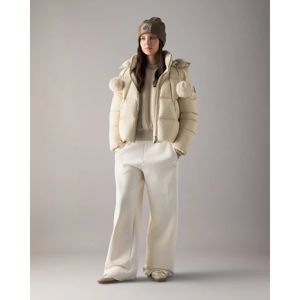 Moose Knuckles Everest Hooded Down Puffer in Alabaster | Jackets | Coveti