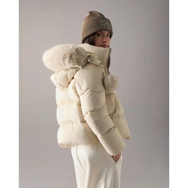 Moose Knuckles Everest Hooded Down Puffer in Alabaster | Jackets | Coveti