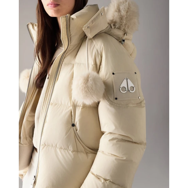 Moose Knuckles Everest Hooded Down Puffer in Alabaster | Jackets | Coveti