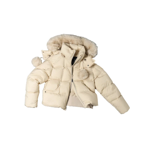 Moose Knuckles Everest Hooded Down Puffer in Alabaster | Coveti