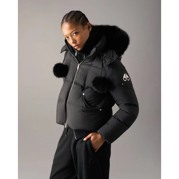 Moose Knuckles Everest Hooded Down Puffer in Black | Jackets | Coveti