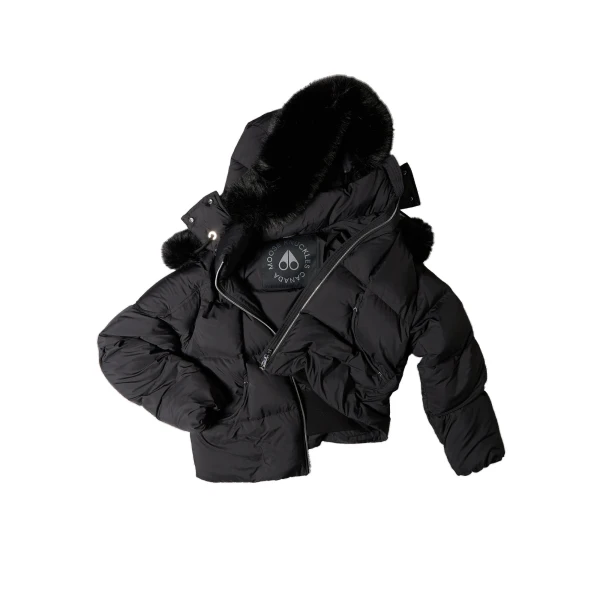Moose Knuckles Everest Hooded Down Puffer in Black | Coveti