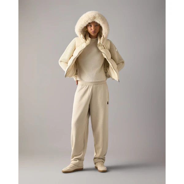 Moose Knuckles Everest Hybrid Down Jacket in Alabaster | Jackets | Coveti