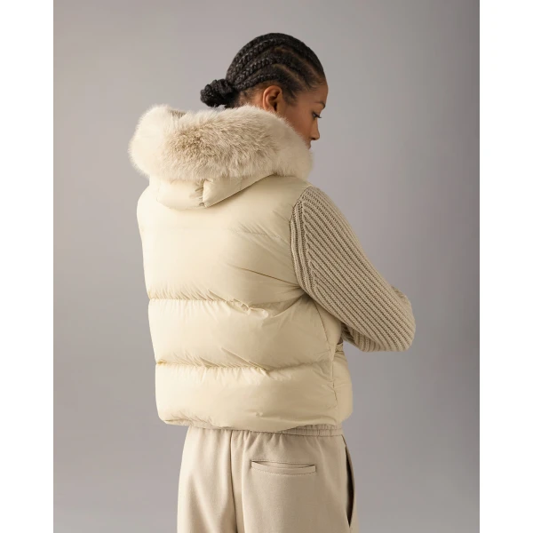 Moose Knuckles Everest Hybrid Down Jacket in Alabaster | Jackets | Coveti