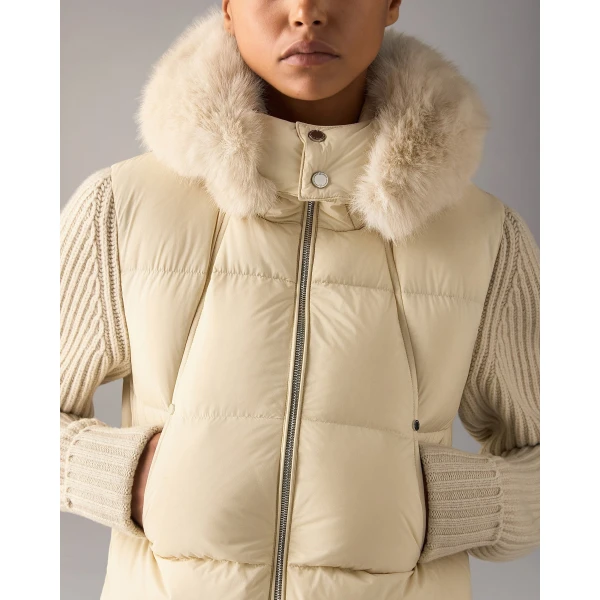Moose Knuckles Everest Hybrid Down Jacket in Alabaster | Jackets | Coveti