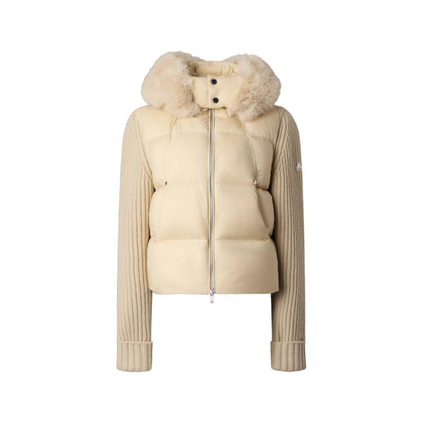 Moose Knuckles Everest Hybrid Down Jacket in Alabaster | Coveti