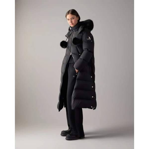Moose Knuckles Everest Long Down Puffer in Black | Coats | Coveti