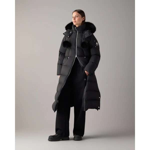 Moose Knuckles Everest Long Down Puffer in Black | Coats | Coveti