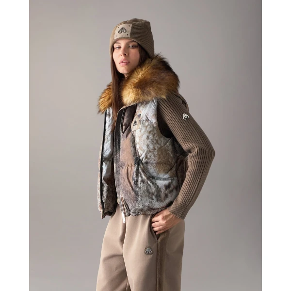 Moose Knuckles Everest Printed Down Puffer Vest in Wild | Vests | Coveti