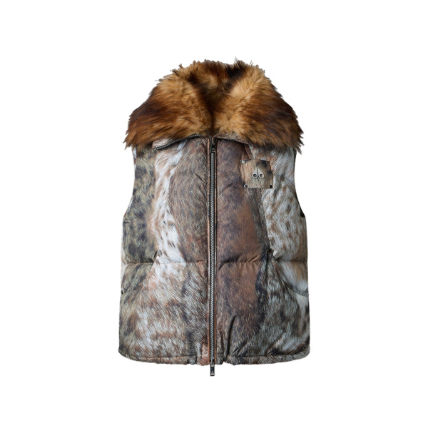 Moose Knuckles Everest Printed Down Puffer Vest in Wild | Coveti