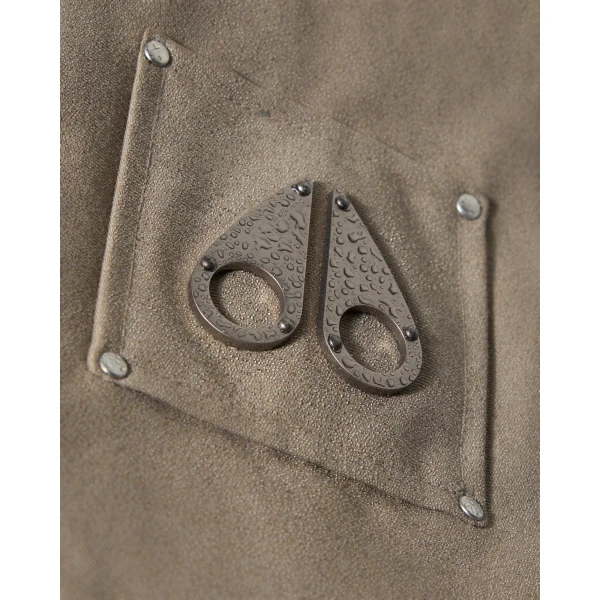 Moose Knuckles Falcon Down Trucker Jacket in Ashen and Black | Men Jackets | Coveti