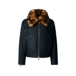 Moose Knuckles Frontier Denim & Down Trucker Jacket in Denim | Coveti