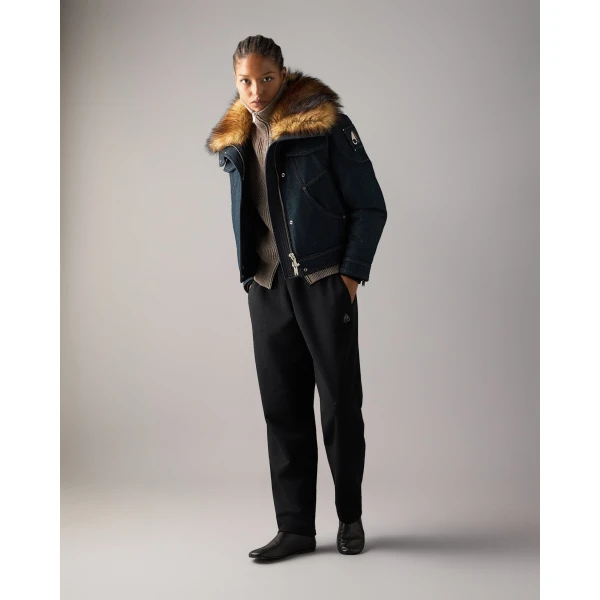 Moose Knuckles Frontier Denim & Down Trucker Jacket in Denim | Denim | Coveti