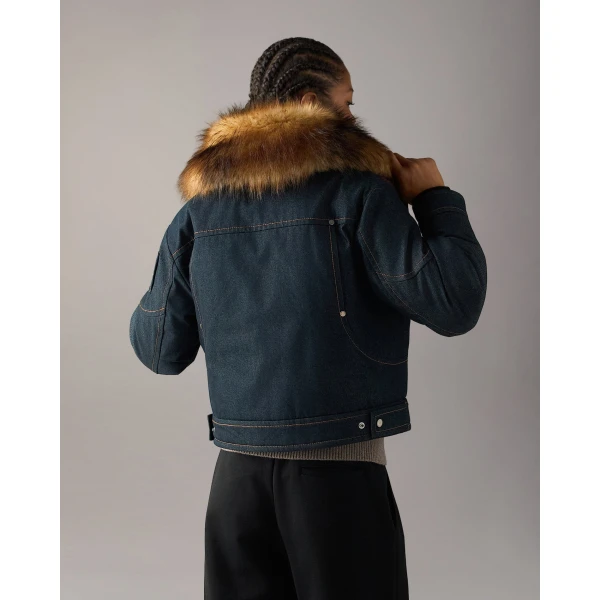 Moose Knuckles Frontier Denim & Down Trucker Jacket in Denim | Denim | Coveti