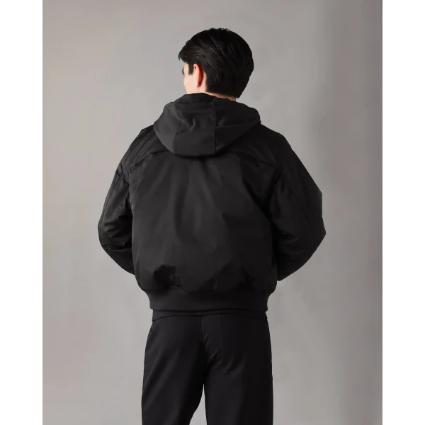 Moose Knuckles Georgie Satin Bomber Jacket in Black | Men Jackets | Coveti