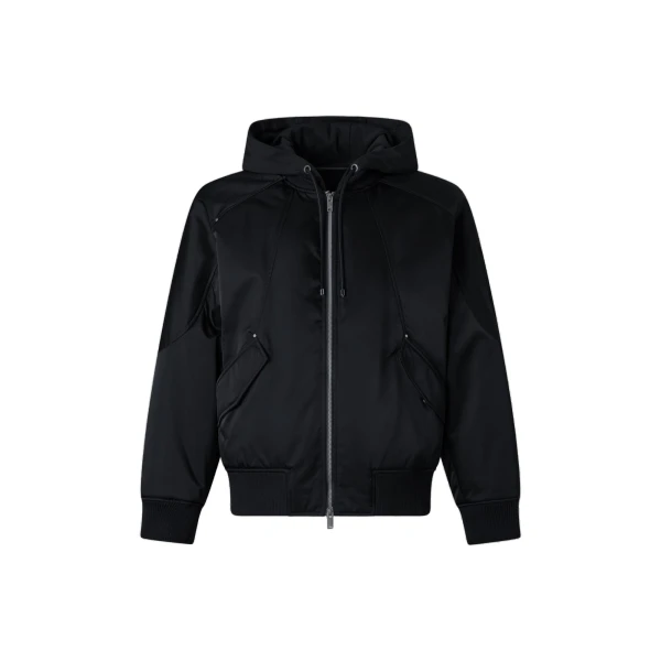 Georgie Satin Bomber Jacket in Black