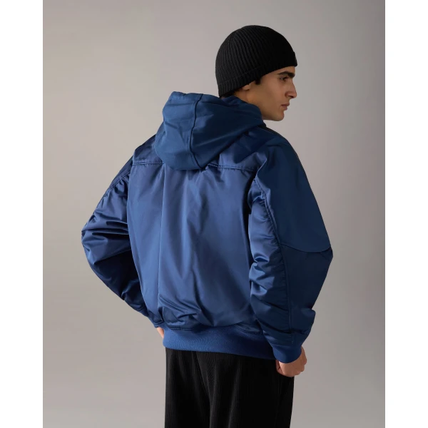Moose Knuckles Georgie Satin Bomber Jacket in Nightfall | Men Jackets | Coveti