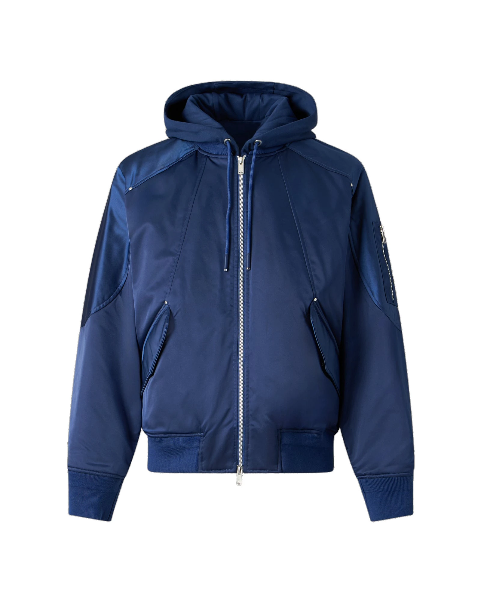 Moose Knuckles Georgie Satin Bomber Jacket in Nightfall Moose Knuckles Georgie Satin Bomber Jacket in Nightfall | Coveti