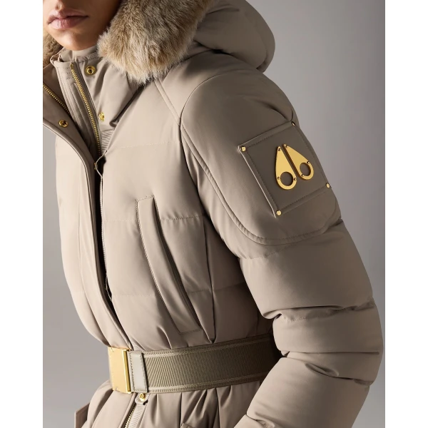 Moose Knuckles Gilded Long Down Parka in Ashen and Bronze | Coats | Coveti