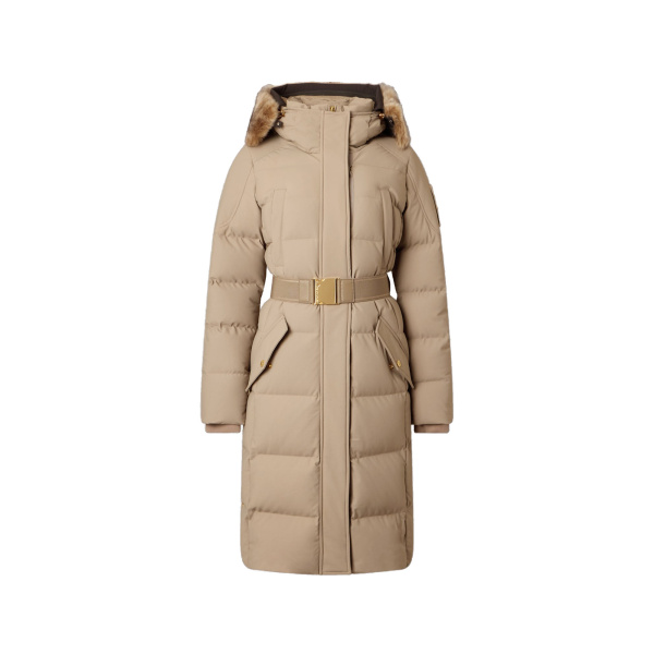 Moose Knuckles Gilded Long Down Parka in Ashen and Bronze | Coveti