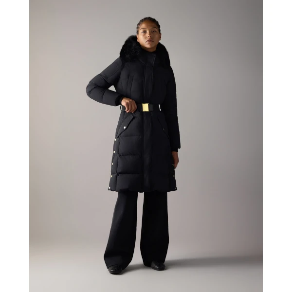 Moose Knuckles Gilded Long Down Parka in Black | Coats | Coveti