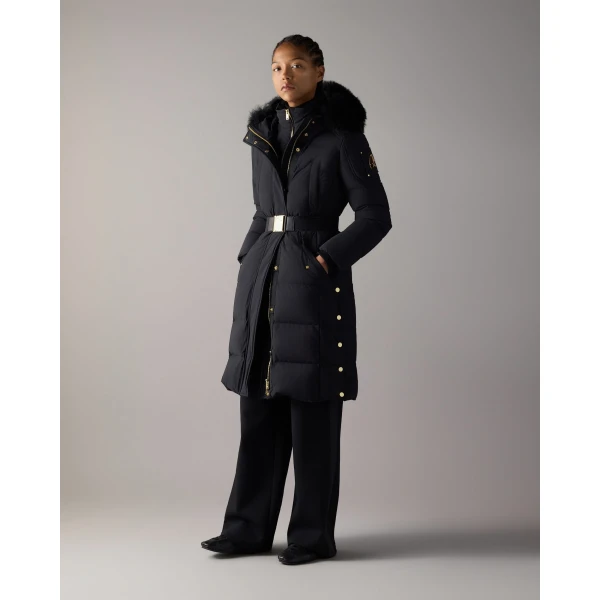 Moose Knuckles Gilded Long Down Parka in Black | Coats | Coveti