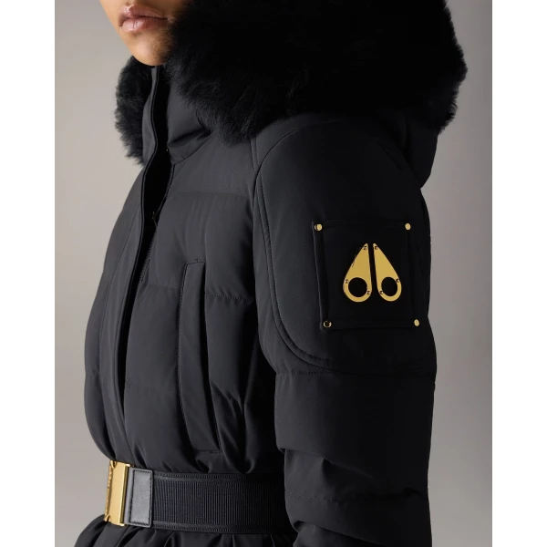 Moose Knuckles Gilded Long Down Parka in Black | Coats | Coveti