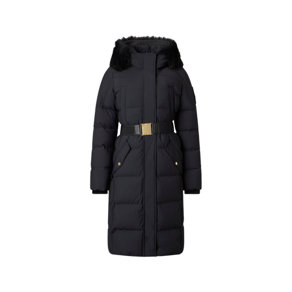 Moose Knuckles Gilded Long Down Parka in Black | Coveti