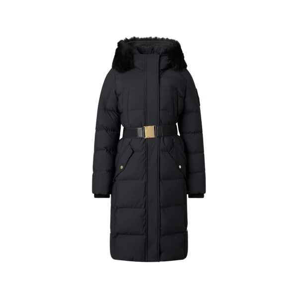 Gilded Long Down Parka in Black